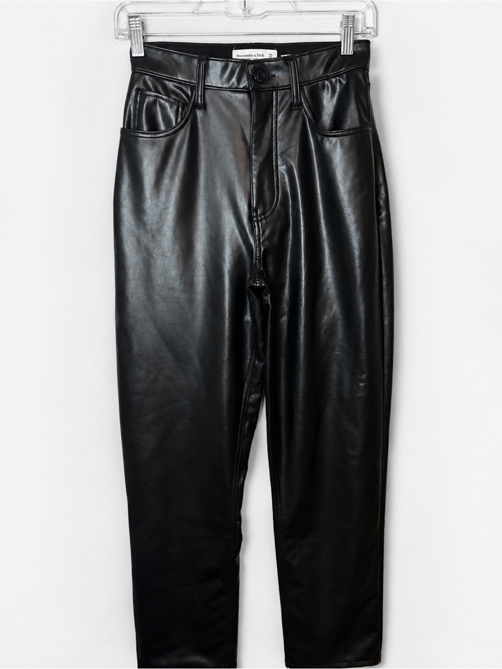 Abercrombie Curve Love Vegan Leather Pants Ultra High Rise Ankle 25 Black